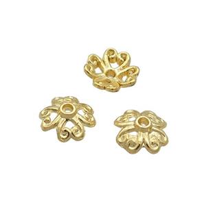 Copper Beadcaps Unfade Gold Plated, approx 7.5mm