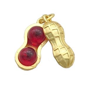 Copper Peanut Pendant Pave Cateye Matte Gold, approx 8-17mm