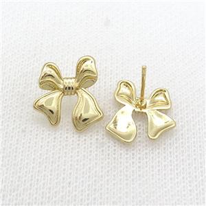 Copper Bow Stud Earring Knot Gold Plated, approx 16-18mm