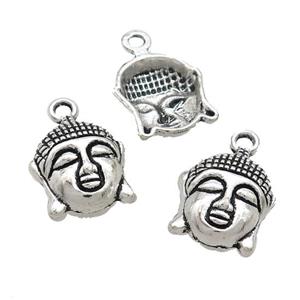 Tibetan Style Buddha Pendant Zinc Antique Silver, approx 15-17mm