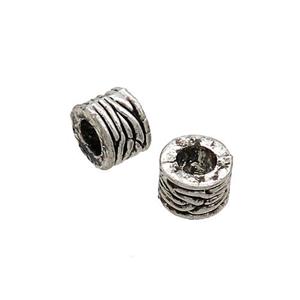 Tibetan Style Zinc Column Beads Large Hole Antique Silver, approx 6mm, 3mm hole