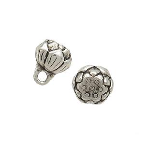 Tibetan Style Zinc Lotus Pendant Charms Antique Silver, approx 8mm