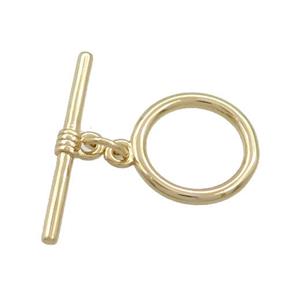 Copper Toggle Clasp Circle Gold Plated, approx 14mm, 24mm