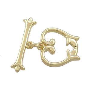 Copper Toggle Clasp Gold Plated, approx 15mm, 21mm