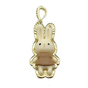 Khaki Resin Rabbit Pendant Gold Plated, approx 18-40mm