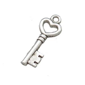 Tibetan Style Zinc Key Pendant Antique Silver, approx 7-17mm