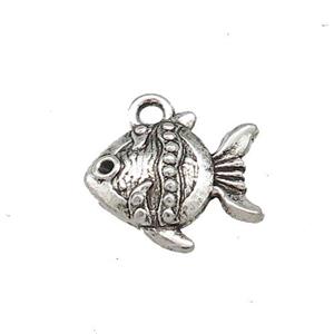 Tibetan Style Zinc Fish Pendant Antique Silver, approx 13-15mm