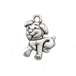 Tibetan Style Zinc Dog Charms Pendant Antique Silver, approx 11-14mm