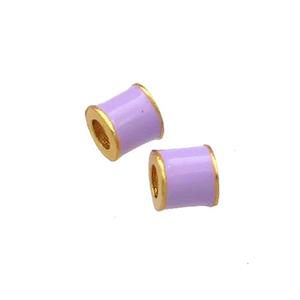 Copper Tube Beads Lavender Cloisonne Large Hole 18K Gold Plated, approx 4mm, 2mm hole