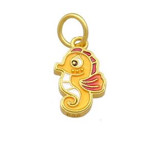 Copper Seahorse Pendant Multicolor Cloisonne 18K Gold Plated, approx 10-14mm