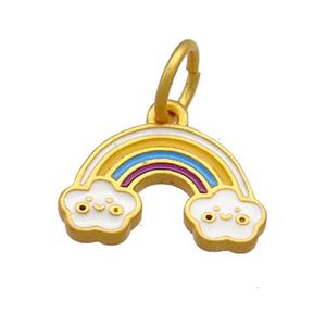 Copper Rainbow Pendant Multicolor Cloisonne 18K Gold Plated, approx 10-16mm