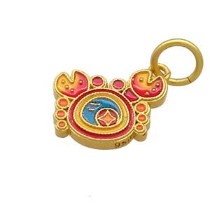 Copper Crab Pendant Multicolor Cloisonne 18K Gold Plated, approx 10-15mm