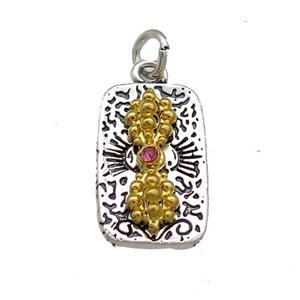 Tibetan Style Copper Vajra Pestle Pendant Rectangle Antique Silver Gold, approx 11-18.5mm