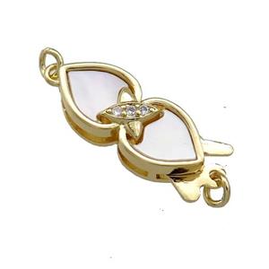 Copper Slide Clasp Pave Shell Zircon 18K Gold Plated, approx 8-20mm