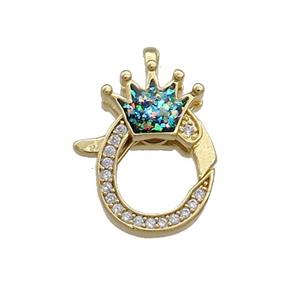 Copper Lobster Clasp Pave Fire Opal Zircon Crown 18K Gold, approx 15-21mm