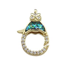 Copper Lobster Clasp Pave Fire Opal Zircon 18K Gold, approx 15-21mm