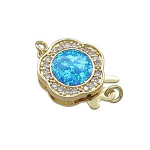 Copper Slide Clasp Pave Fire Opal Zircon Flower 18K Gold, approx 13mm