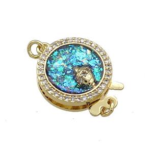 Copper Slide Clasp Pave Fire Opal Zircon Snail 18K Gold, approx 14mm