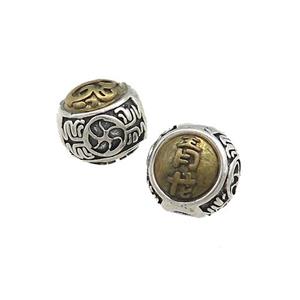 Tibetan Style Copper Round Beads Large Hole Antique Silver Bronze, approx 9mm, 3mm hole