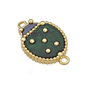 Copper Ladybug Connector Pave Resin Gold Plated, approx 13-16mm