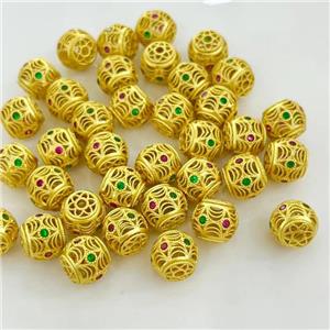 Copper Round Beads Hollow Gold Plated, approx 10mm