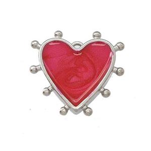 Copper Heart Pendant Red Painted Platinum Plated, approx 15mm