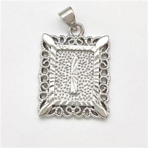 Copper Letter-I Pendant Frame Platinum Plated, approx 18-21mm