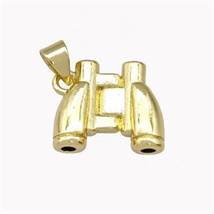 Binoculars Charms Copper Pendant Gold Plated, approx 13-15mm