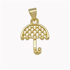 Umbrella Charms Copper Pendant Gold Plated, approx 13-15mm