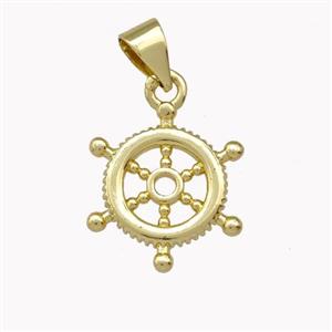 Ships Wheel Charms Copper Pendant Gold Plated, approx 15mm
