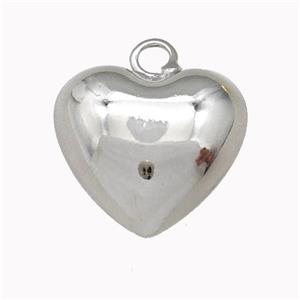 Copper Heart Pendant Hollow Platinum Plated, approx 20mm