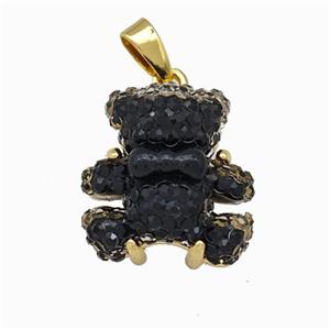 Black Resin Bear Pendant Gold Plated, approx 15mm