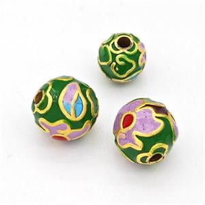 Copper Round Beads Multicolor Enamel Gold Plated, approx 8mm