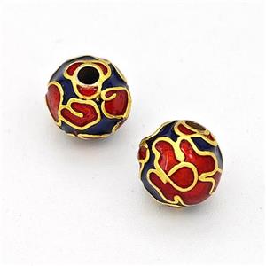 Copper Round Beads Multicolor Painted Gold Plated, approx 10mm