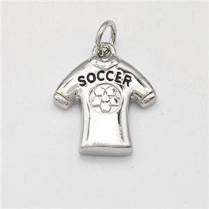 Soccer Football Shirts Charms Copper Pendant Sports Platinum Plated, approx 14-15mm