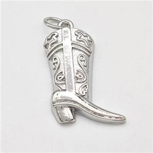 Cowboy Boot Charms Copper Shoe Pendant Platinum Plated, approx 13-20mm