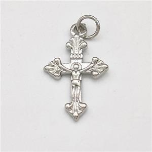 Copper Crucifix Cross Pendant Jesus Platinum Plated, approx 13-18mm