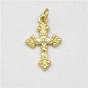 Copper Crucifix Cross Pendant Jesus Gold Plated, approx 13-18mm