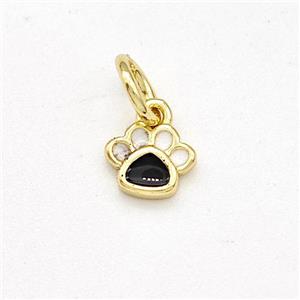 Copper Paws Charms Pendant White Black Enamel Gold Plated, approx 6mm