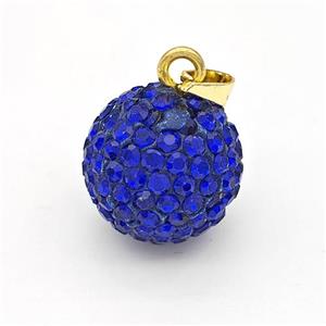 Clay Round Pendant Micro Pave Lapisblue Rhinestone, approx 16mm