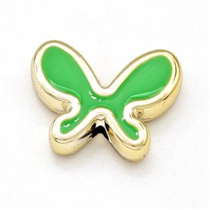 Resin Butterfly Beads Green Enamel Gold Plated, approx 15-20mm