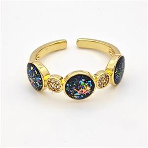 Copper Rings Pave Fire Opal Zirconia 18K Gold Plated, approx 7mm, 18mm dia