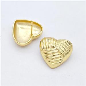 Copper Heart Stud Earrings Gold Plated, approx 18mm