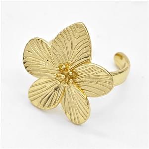 Copper Flower Rings Gold Plated, approx 25mm, 18mm dia