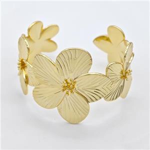 Copper Flower Bangle Gold Plated, approx 28mm, 35mm, 45mm, 50-60mm