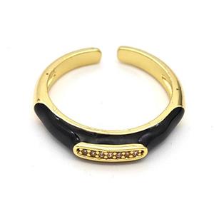 Copper Rings Pave Zirconia Black Enamel Gold Plated, approx 4mm, 18mm dia