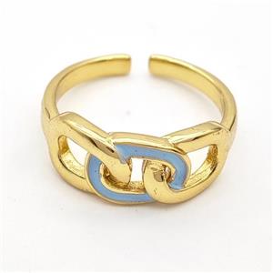 Copper Rings Lt.blue Enamel Gold Plated, approx 8-19mm, 18mm dia