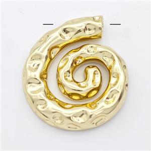 Nautilus Charms Copper Pendant Spiral Shell Hammered Gold Plated, approx 28-32mm