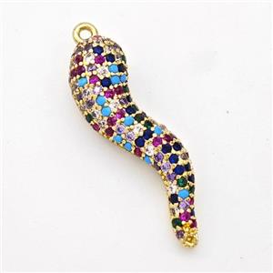 Copper Chili Pendant Micro Pave Zirconia Capsicum Gold Plated, approx 7-30mm