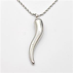 Copper Chili Necklace Capsicum Platinum Plated, approx 10-50mm, 2mm, 41-45cm length